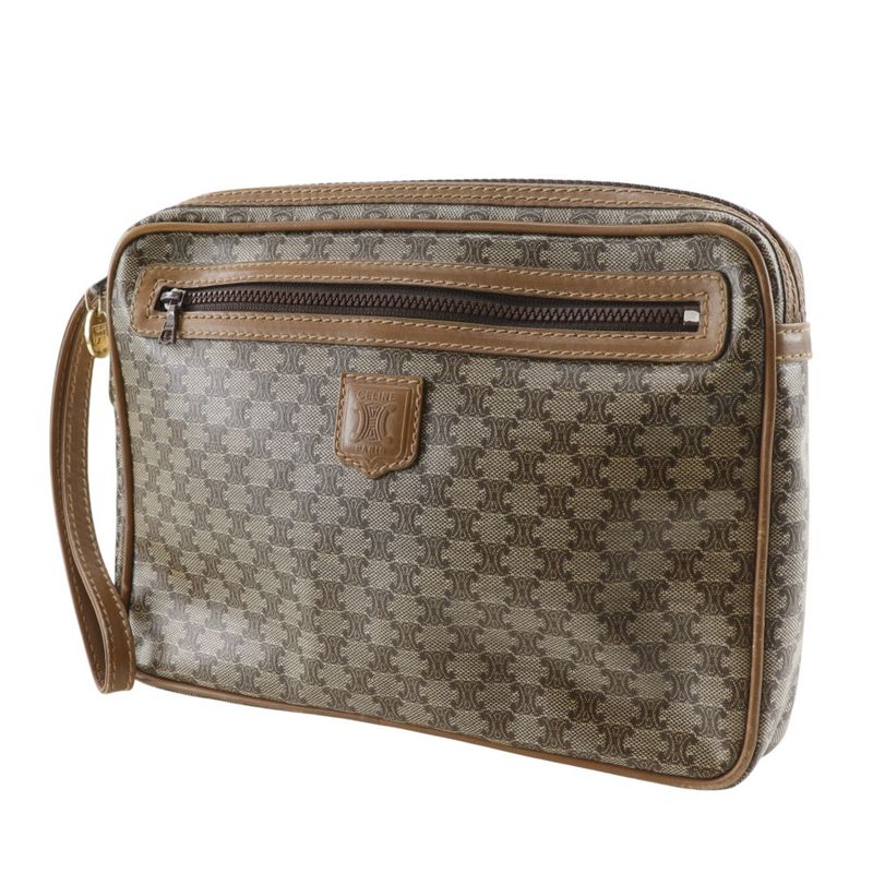 Celine Macadam Pattern Vintage Brown Second Bag