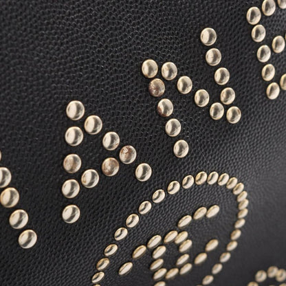Chanel Shoulder Bag Deauville Black Leather Logo Stud