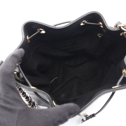 Chanel Shoulder Bag Deauville Black Leather Logo Stud
