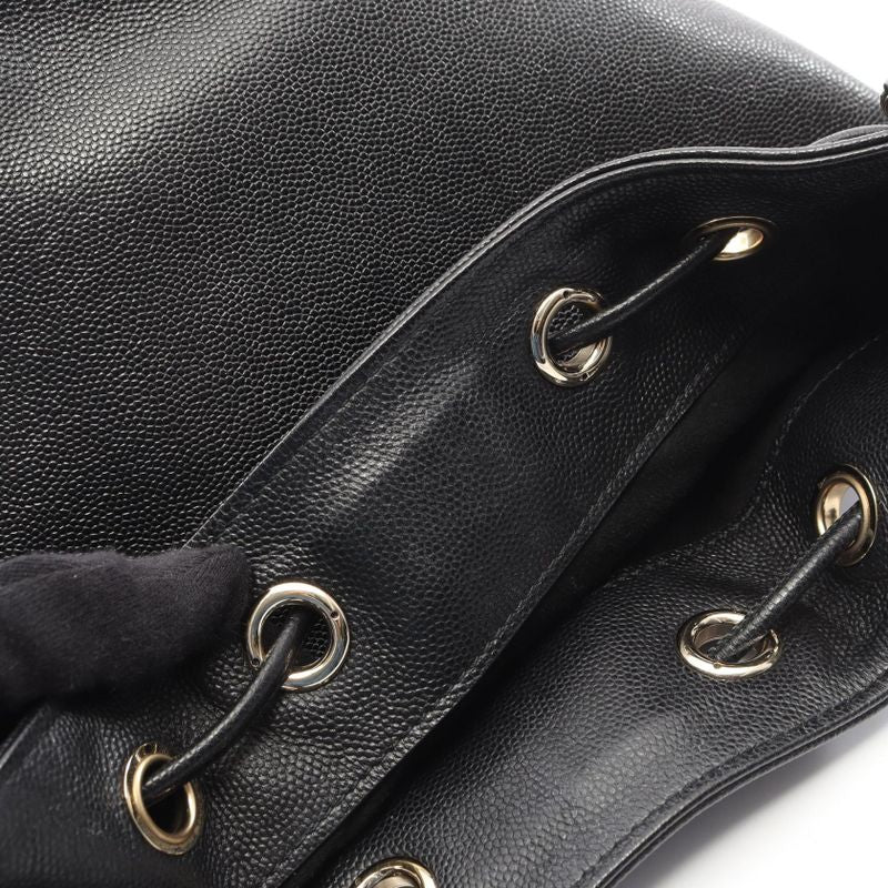 Chanel Shoulder Bag Deauville Black Leather Logo Stud