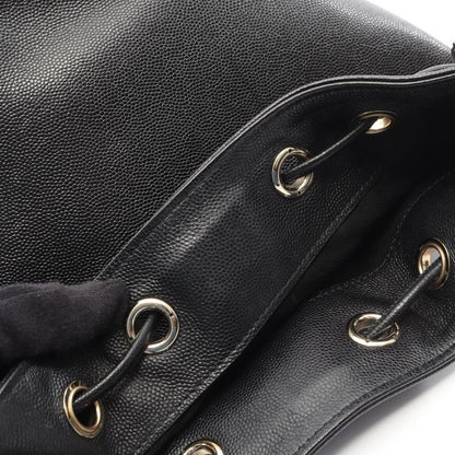 Chanel Shoulder Bag Deauville Black Leather Logo Stud