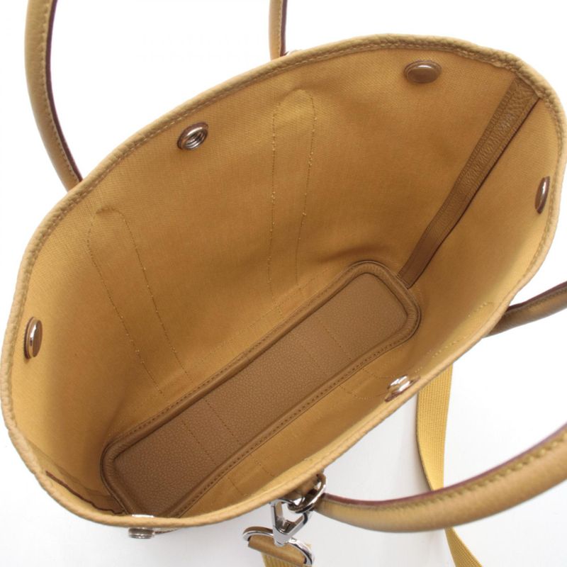 Hermes Tote Garden File PM Foin Canvas Yellow. Beige