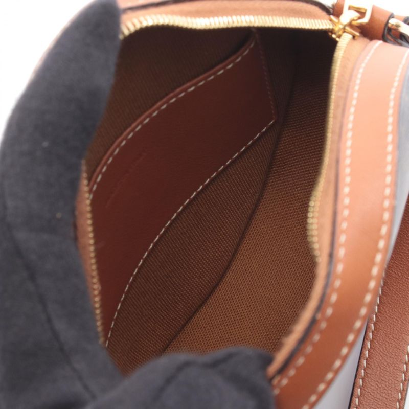 Celine Shoulder Bag Round Purse Triomphe Black Brown Canvas