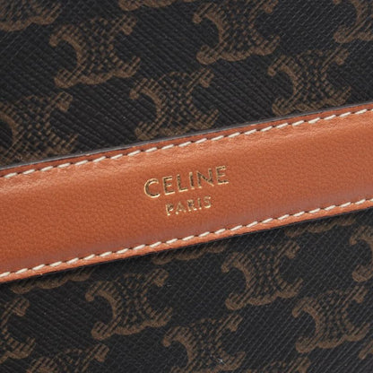 Celine Shoulder Bag Round Purse Triomphe Black Brown Canvas