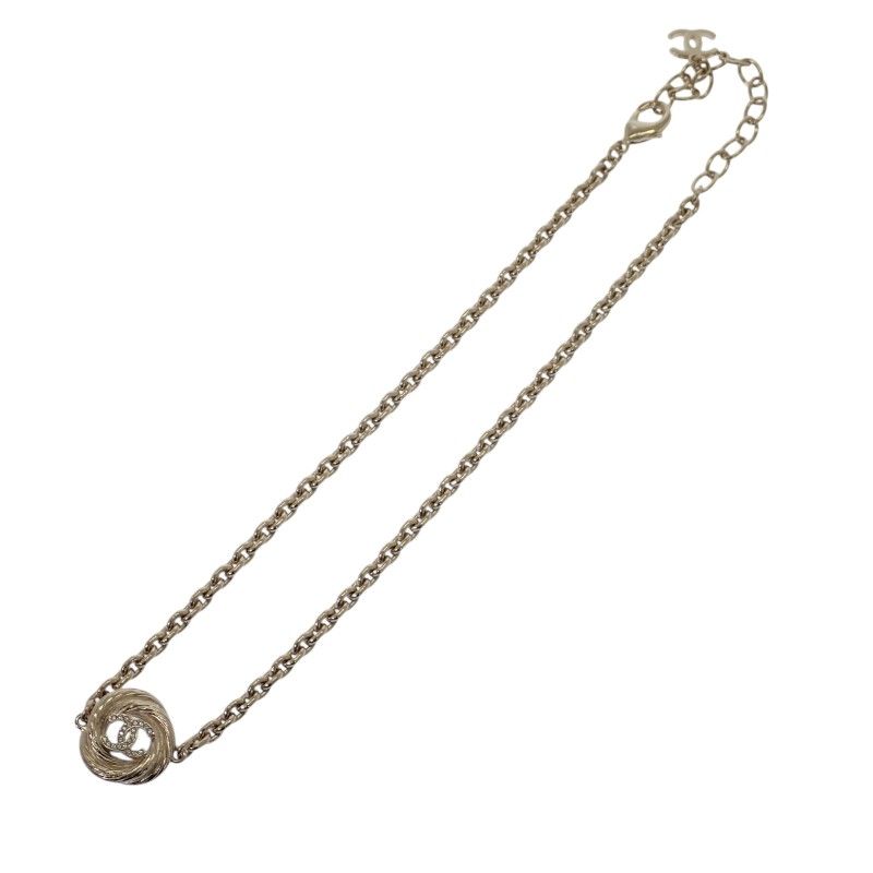 Chanel CC Logo Chain Choker Pendant Necklace Metal