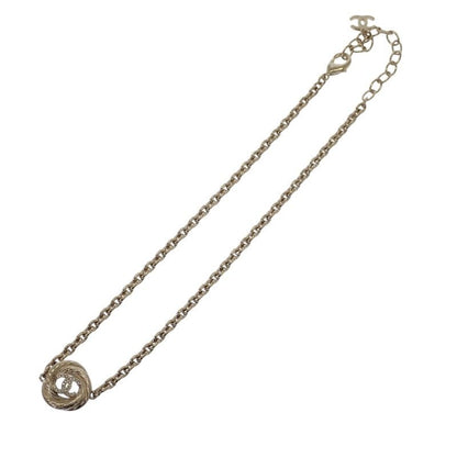 Chanel CC Logo Chain Choker Pendant Necklace Metal