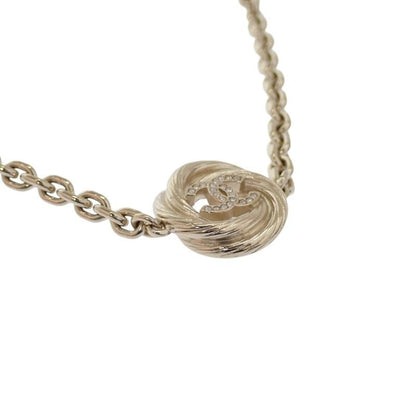 Chanel CC Logo Chain Choker Pendant Necklace Metal
