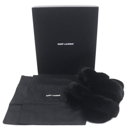 Saint Laurent Paris Mink Slide Sandals Black 44