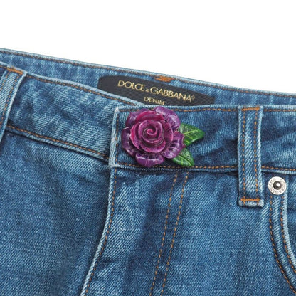 Dolce & Gabbana Denim Pants 40 Wide Cropped Flower