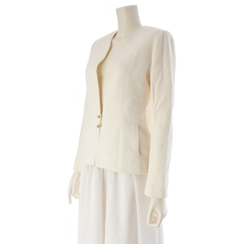 Chanel Cotton Wool Chain Coco Button Collarless Jacket