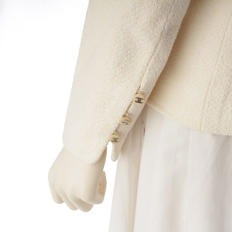 Chanel Cotton Wool Chain Coco Button Collarless Jacket