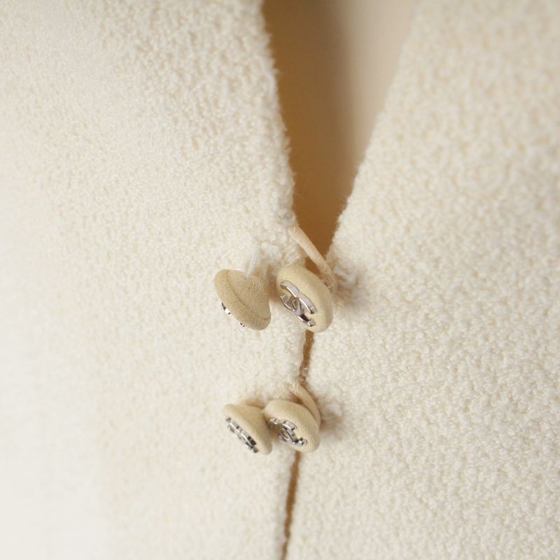 Chanel Cotton Wool Chain Coco Button Collarless Jacket