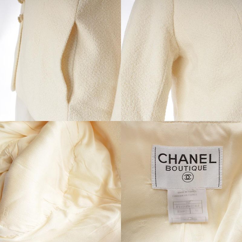 Chanel Cotton Wool Chain Coco Button Collarless Jacket