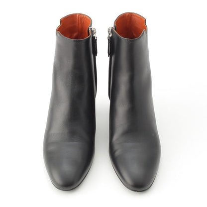 Hermes Demarche Leather Heel Side Zip Short Boots Black 35