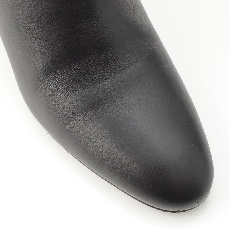 Hermes Demarche Leather Heel Side Zip Short Boots Black 35