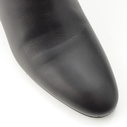 Hermes Demarche Leather Heel Side Zip Short Boots Black 35
