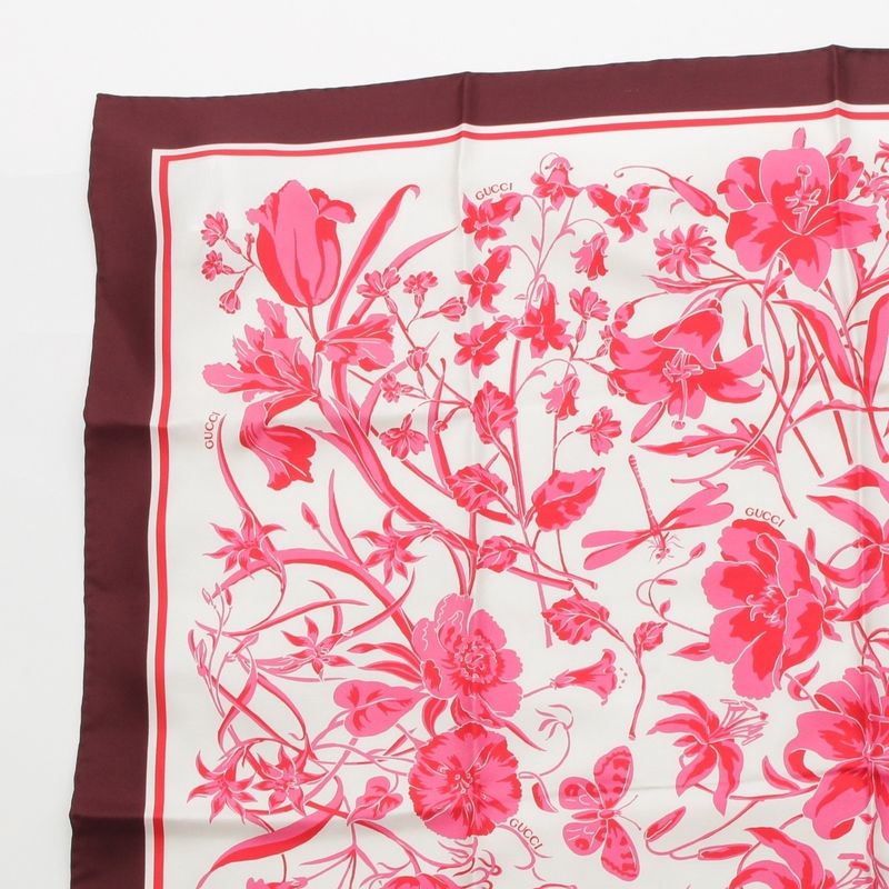 Gucci Silk GG Flora Scarf Pink