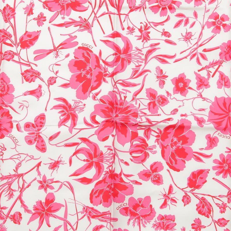 Gucci Silk GG Flora Scarf Pink