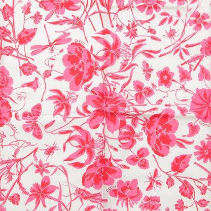 Gucci Silk GG Flora Scarf Pink