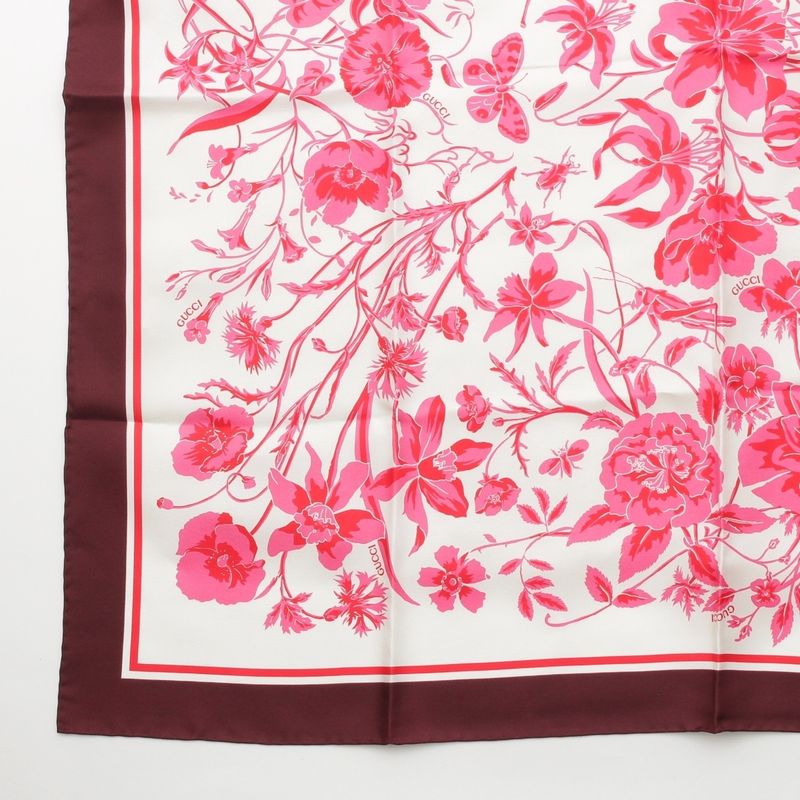 Gucci Silk GG Flora Scarf Pink