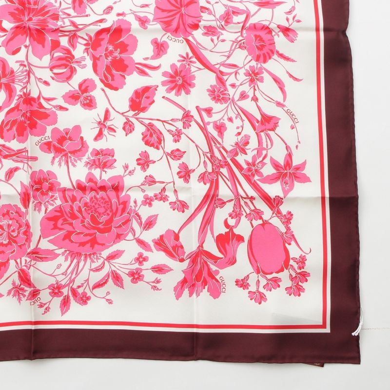 Gucci Silk GG Flora Scarf Pink
