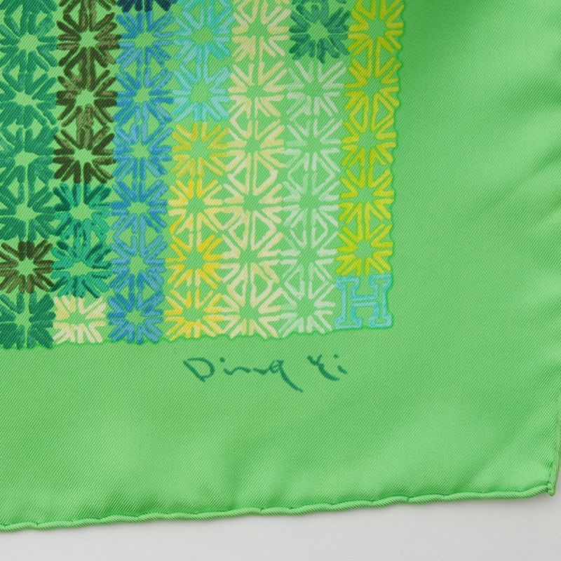 Hermes Silk Carre 90 the Rhythm of China Scarf Green