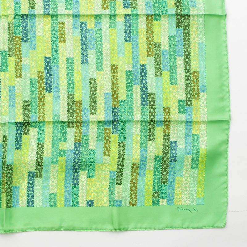 Hermes Silk Carre 90 the Rhythm of China Scarf Green