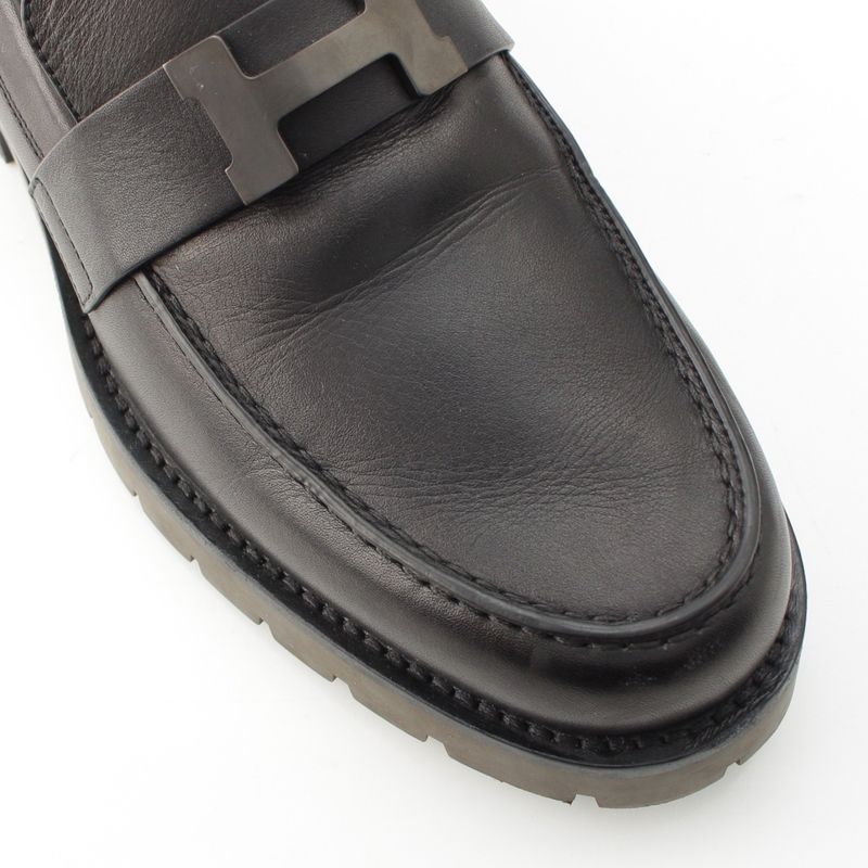 Hermes Gregoire Leather Loafers Black 39