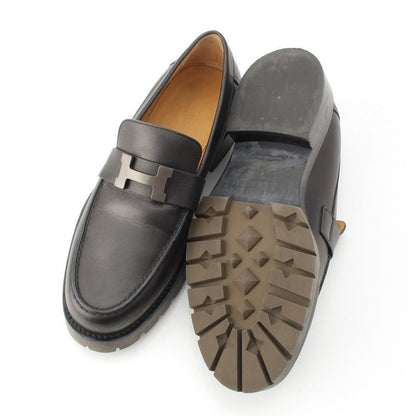 Hermes Gregoire Leather Loafers Black 39