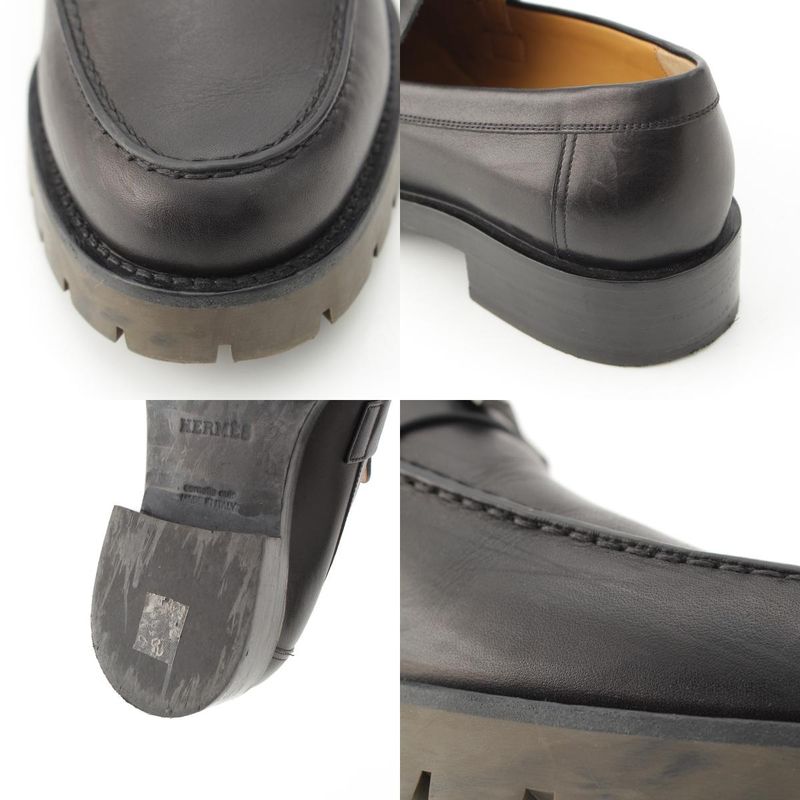 Hermes Gregoire Leather Loafers Black 39