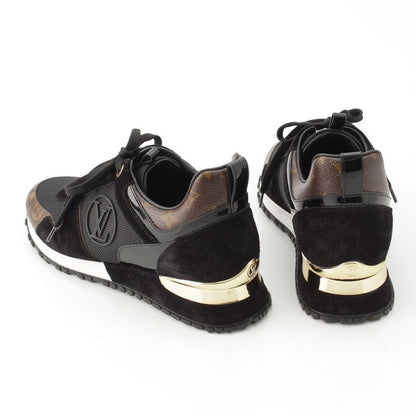Louis Vuitton Monogram Run Away Sneakers Shoes Black Brown 38 X