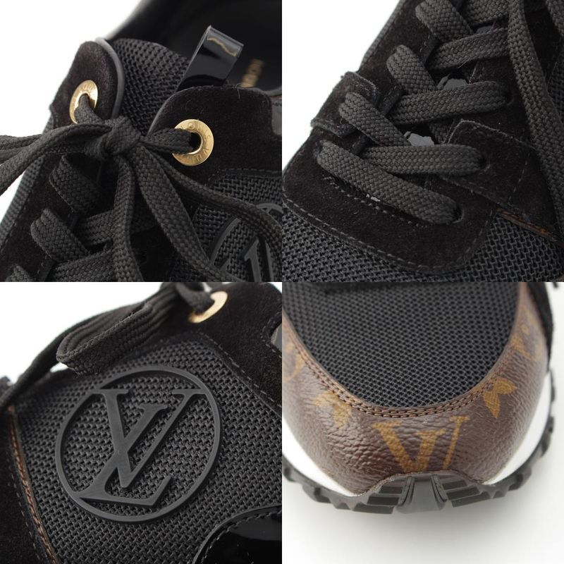 Louis Vuitton Monogram Run Away Sneakers Shoes Black Brown 38 X
