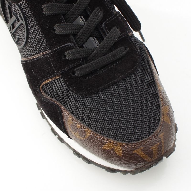 Louis Vuitton Monogram Run Away Sneakers Shoes Black Brown 38 X