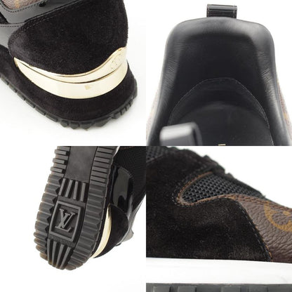 Louis Vuitton Monogram Run Away Sneakers Shoes Black Brown 38 X