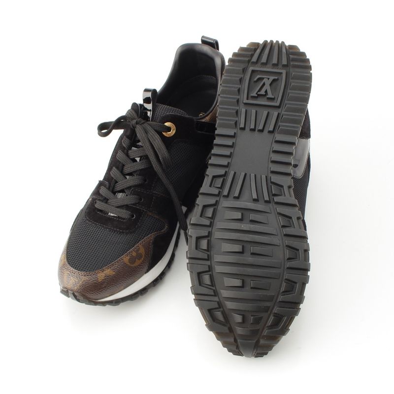 Louis Vuitton Monogram Run Away Sneakers Shoes Black Brown 38 X