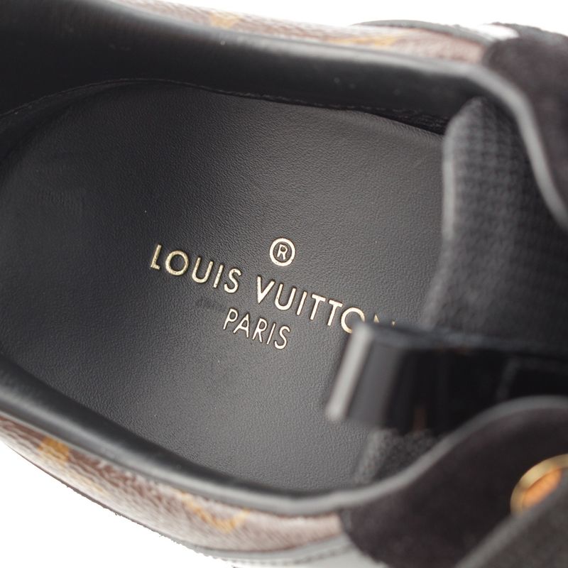 Louis Vuitton Monogram Run Away Sneakers Shoes Black Brown 38 X