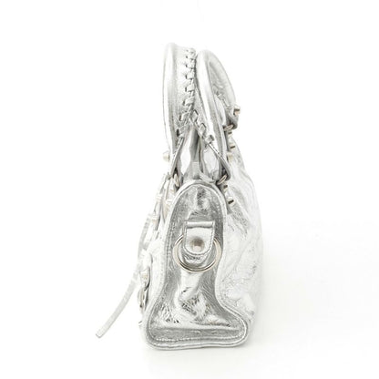 Balenciaga Leather le City Mini 2-Way Shoulder Handbag Silver