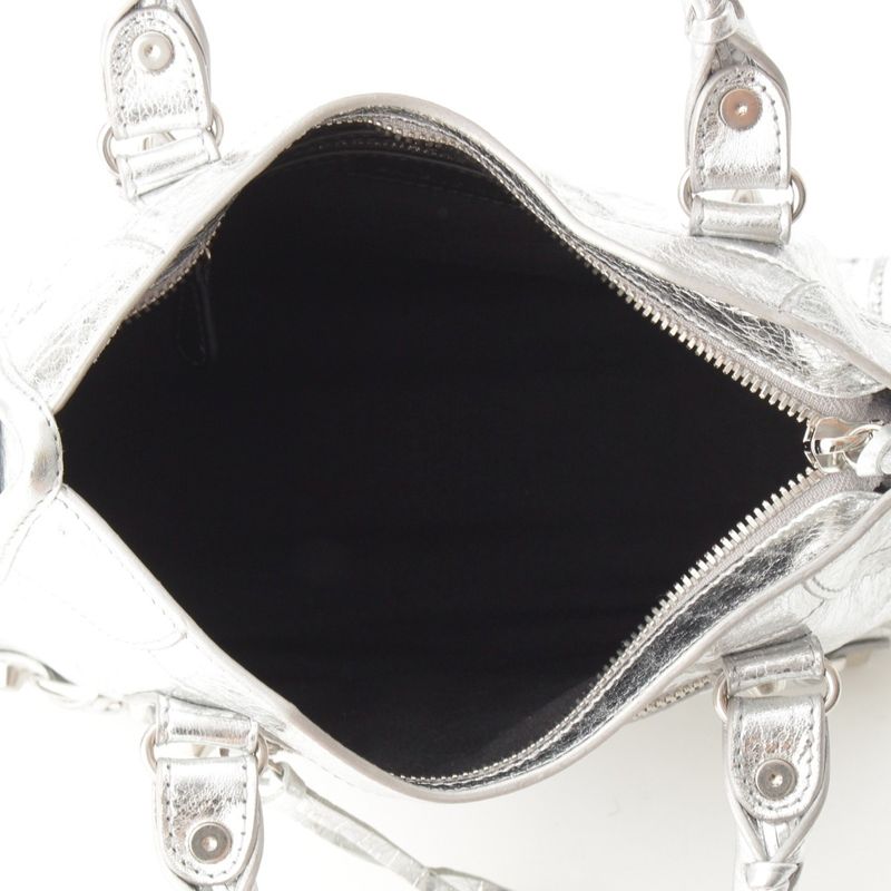 Balenciaga Leather le City Mini 2-Way Shoulder Handbag Silver