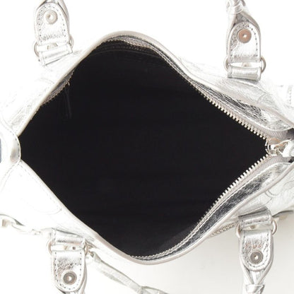Balenciaga Leather le City Mini 2-Way Shoulder Handbag Silver