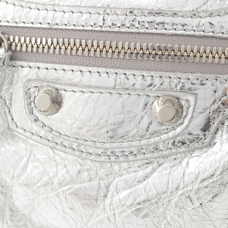 Balenciaga Leather le City Mini 2-Way Shoulder Handbag Silver