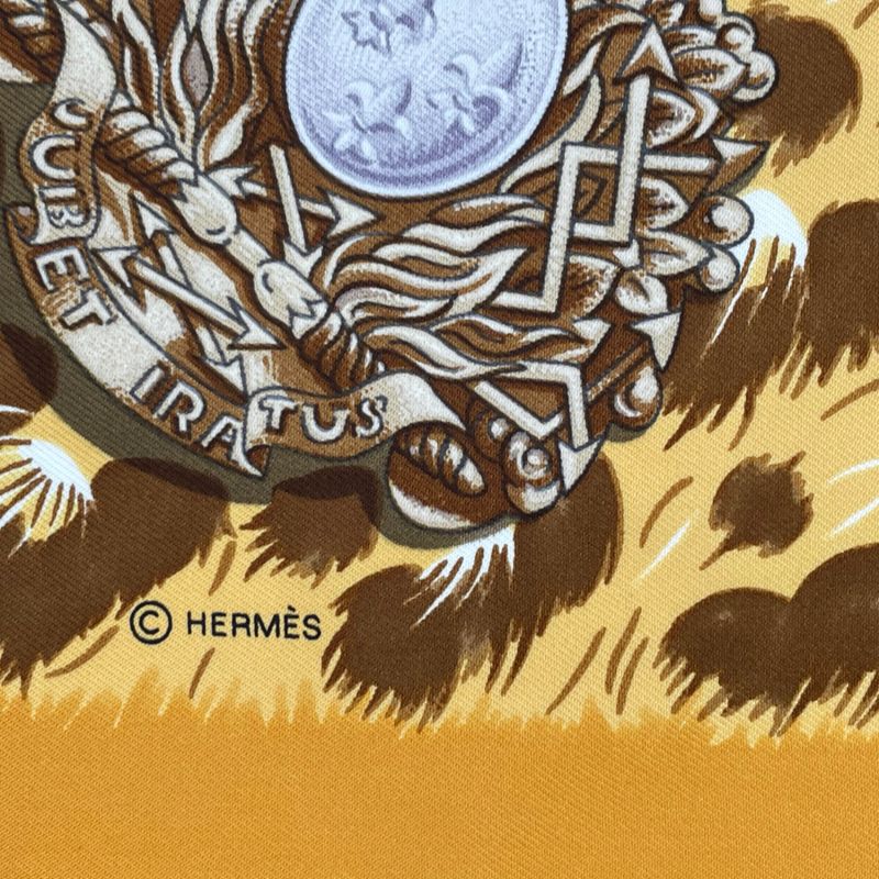 Hermes Scarf Silk Carre 90 Casques Et Plumets Faceless Helmet Yellow