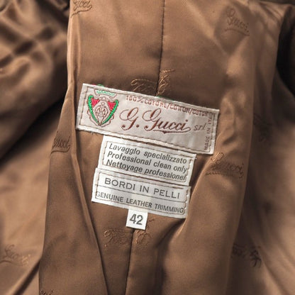 Gucci Vintage Trench Coat 42 Belted Long Leather