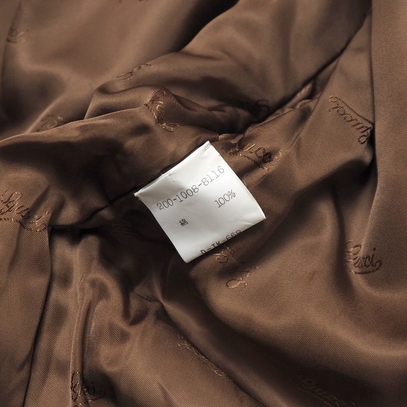 Gucci Vintage Trench Coat 42 Belted Long Leather
