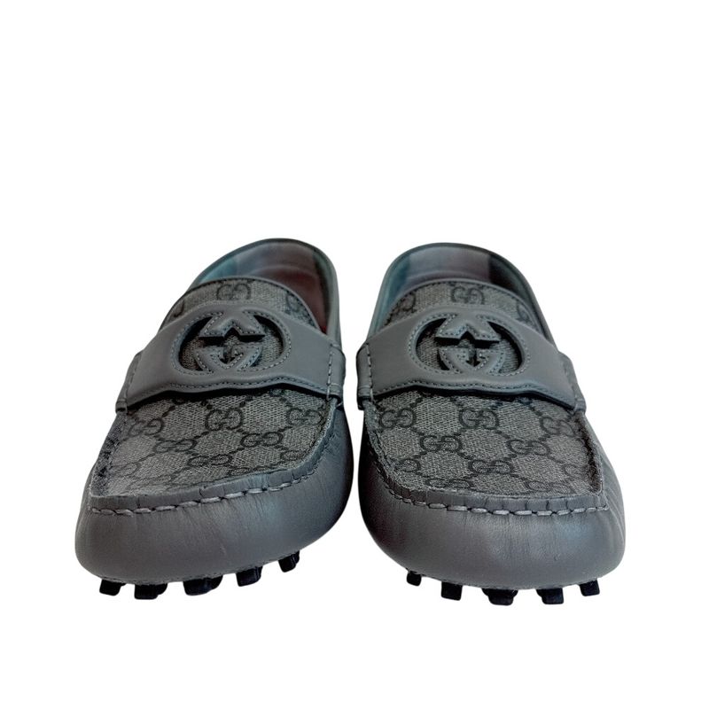 Gucci Deck Shoes Business Interlocking GG Supreme Canvas Gray