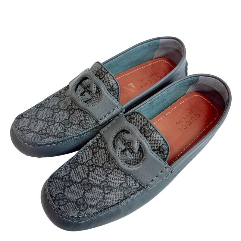Gucci Deck Shoes Business Interlocking GG Supreme Canvas Gray