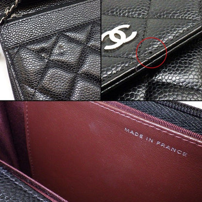 Chanel Shoulder Bag Quilted Classic Chain Wallet Black Gold Grained