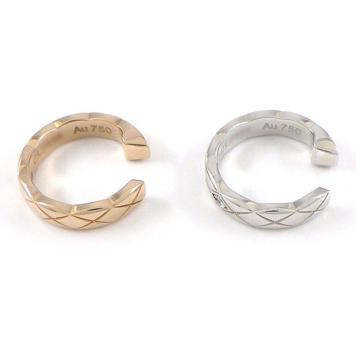 Chanel Coco Crush Hoop 5 Points Diamond 18K White Gold Pouch