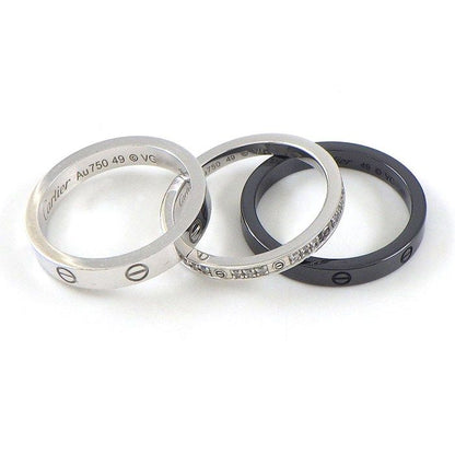 Cartier Ring Love Sleeve Diamond Black Ceramic 18K White Gold 49