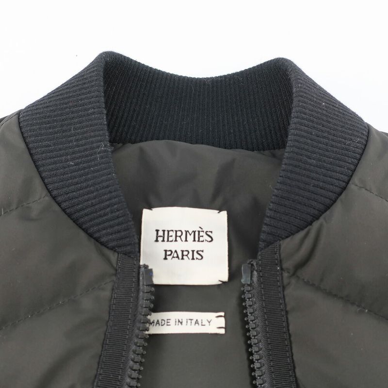 Hermes Logo Quilted Down Vest Listed 40 Black