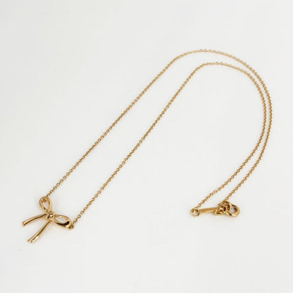 Tiffany & Co Necklace Bow Ribbon Mini Pendant 750 18k Rose Gold